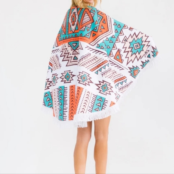 Aztec Colorful Fringe Beach Towel - Picture 4 of 4